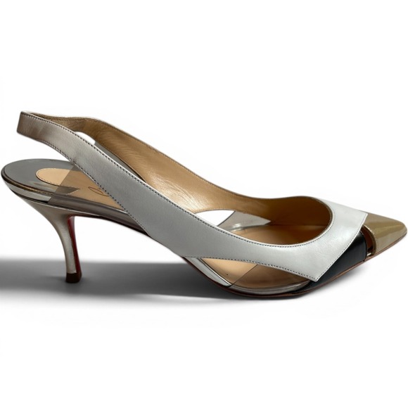 Christian Louboutin Shoes - Christian Louboutin Tri-Color Air Chance 100 Slingback Peekaboo Pumps 37 NEW